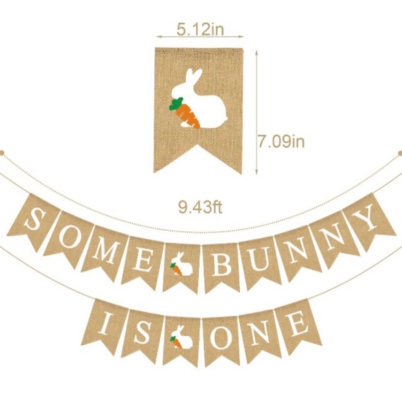 “Some Bunny Is One” Burlap Birthday Banner - Picture 3 of 4
